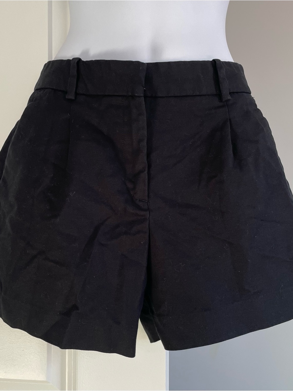 Zara Black High-Waist Tailored Cotton Shorts